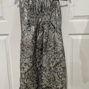 ABS Allen Schwartz Silver Strapless Dress